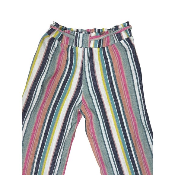 Women’s Flowy Linen Boho Colorful Striped Wide Leg Cropped Festival Pants M - Picture 13 of 13